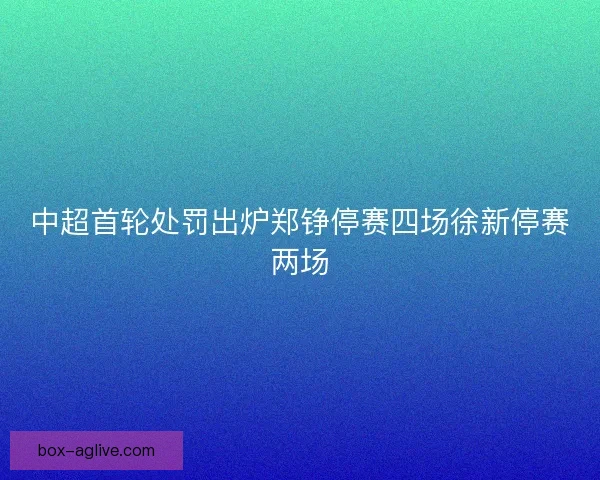 中超首轮处罚出炉郑铮停赛四场徐新停赛两场