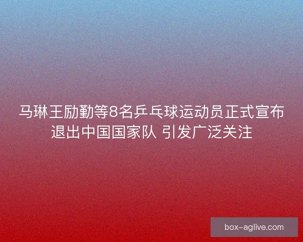 马琳王励勤等8名乒乓球运动员正式宣布退出中国国家队 引发广泛关注
