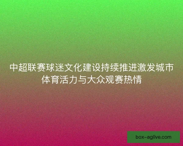 中超联赛球迷文化建设持续推进激发城市体育活力与大众观赛热情